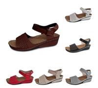 Sandalias de verano para mujer, con puntera abierta, transpirables, con cuña, cómodas, informales, a la moda, ortopédicas, con correas, ajuste ancho, fáciles de sujetar, Brown, 36.5 EU
