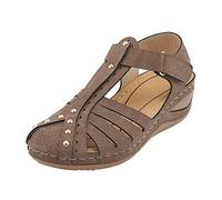 Sandalias de verano para mujer, con puntera redonda, cómodas, para la playa, sandalias para mujer, Brown, 39 EU