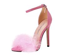Sandalias de verano para mujer con tacón alto sexy zapatos de mujer tacón cordones sandalias sexy primavera y verano cordones sandalias abiertas con cordones sandalias de mujer con tacón, Rosa, 42 EU