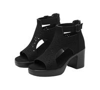 Sandalias de verano para mujer con tacón, tacón de bloque con hebilla ajustable, sandalias de cuña, antideslizantes, ortopédicas, zapatos romanos, dedos abiertos, boca de pescado, zapatos de caminar