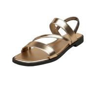 Sandalias de verano para mujer con tiras planas y tacón elástico, Gold, 41
