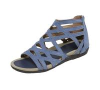 Sandalias de verano para mujer, elegantes, cómodas, planas, de piel, sandalias romanas con cremallera trasera, zapatos para mujer, sandalias de boca de pescado, transpirables, zapatos ortopédicos