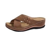 Sandalias de verano para mujer, estilo bohemio, con cuña, sandalias de cuña, sandalias con plataforma de soporte para arco, transpirables, cómodas, planas, sandalias de playa, zapatos deslizantes