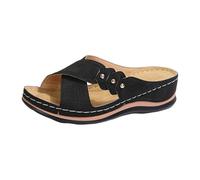 Sandalias de verano para mujer, estilo bohemio, con cuña, sandalias de cuña, sandalias con plataforma de soporte para arco, transpirables, cómodas, planas, sandalias de playa, zapatos deslizantes