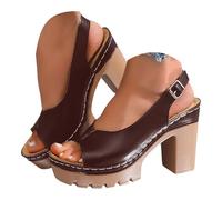 Sandalias de verano para mujer gruesas - Modelo hebilla de punta cerrada color sólido - Europeo y americano tallas grandes disponibles - Zapatos de playa cómodos para pies anchos - Elegantes y