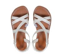 Sandalias de verano para mujer, punta redonda, puntera abierta, hebilla de una línea, sandalias adornadas para mujer, White, 7 UK 3X-Narrow