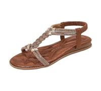 Sandalias de verano para mujer, sandalias con clip para el dedo del pie, sandalias de playa de cristal jalea para mujer, sandalias planas para estudiantes coreanos, marrón, 36 EU