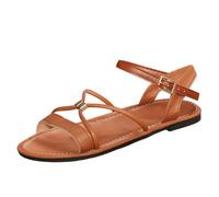 Sandalias de verano para mujer, sandalias con correa peep toe, sandalias de cuña de piel sintética con correa cruzada, planas y cómodas, sandalias de verano ligeras con hebilla ajustable, tallas 36-43