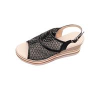 Sandalias de verano para mujer, sandalias de cuña de malla, transpirables, zapatos de verano, puntera abierta, informales, zapatos de playa, cómodas, suelas suaves, sandalias de playa, sandalias