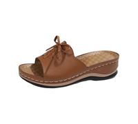 Sandalias de verano para mujer, sandalias de cuña étnicas, tallas grandes, sandalias de ocio al aire libre, sandalias de playa minimalistas con mariposas, marrón, 43 EU