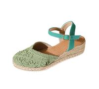 Sandalias de verano para mujer, sandalias de cuña para mujer, sandalias de paja tejida, sandalias de cuña con triple bordado, sandalias de plataforma sandalias casuales romanas con suela gruesa