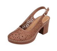 Sandalias de verano para mujer, sandalias de tacón, zapatos de playa con soporte para el arco del pie, sandalias anchas, zapatos elegantes para el tiempo libre, marrón, 42 EU