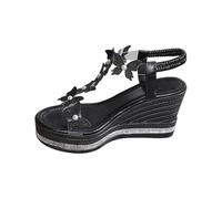 Sandalias de verano para mujer, sandalias ortopédicas con plantilla suave, sandalias romanas con banda de goma Slingback, sandalias de colores lisos con diamantes de imitación, zapatillas de punta