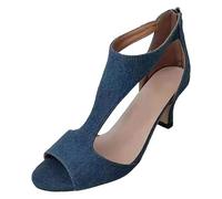 Sandalias de verano para mujer, tacones altos, con boca de pescado, elegantes, con cremallera, elegantes zapatos de verano, Marine2, 37 EU