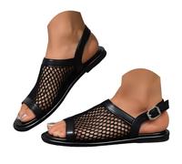 Sandalias de verano para mujer, tejido de malla aireado, cómodas, transpirables, informales, versátiles, con suela suave para todos los días, azules con tacón, cómodas sandalias para playa, vacaciones