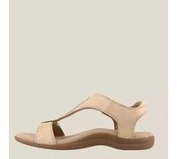 Sandalias de Verano para Mujeres Zapatos ortopédicos livianos sólidos Comodidad Damas Sandalias-Beige,39