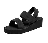 Sandalias de verano planas ergonómicas elegantes pies anchos peep toe sandalia al aire libre elegantes sandalias descalzas para mujer, Bk2, 40 EU
