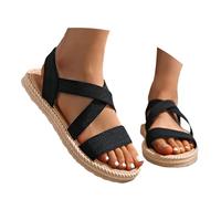 Sandalias de verano planas ergonómicas elegantes pies anchos peep toe sandalia al aire libre elegantes sandalias descalzas para mujer