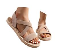 Sandalias de verano planas ergonómicas elegantes pies anchos peep toe sandalia al aire libre elegantes sandalias descalzas para mujer