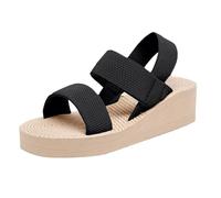 Sandalias de verano planas ergonómicas elegantes pies anchos peep toe sandalia al aire libre elegantes sandalias descalzas para mujer, Bk1, 40 EU