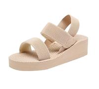 Sandalias de verano planas ergonómicas elegantes pies anchos peep toe sandalia al aire libre elegantes sandalias descalzas para mujer, caqui, 39 EU