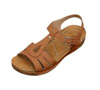 Sandalias de Verano sin Cordones para Mujer 2026 Chanclas cómodas Sandalias de cuña para Mujer Caminando Sandalias de Tanga Interior al Aire Libre, marrón, US7/EU38