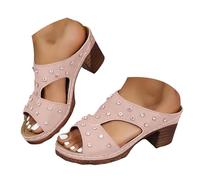Sandalias de verano y diamantes de imitación para mujer, sandalias huecas medianas, casuales y de moda para exteriores de playa ortopédicas para mujer con soporte Sandalia de ante vintage con tacón