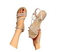 Sandalias de Vestir Mujer Planas Comodas Verano Retro Elegantes Sandalia Bohemias Piedras Flexibles Antideslizantes Zapatillas Playa Novia Moda Transpirables Zapatos Planos Rhinestone Boda 2025
