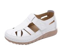 Sandalias delanteras cerradas para mujer, elegantes, suaves, antideslizantes, ortopédicas, ligeras, con plantilla suave, sandalias deportivas de corte a la moda, con correa ajustable, Blanco, 42 EU