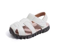 Sandalias Deportivas Cerradas para Jugar en Exteriores Caminatas Playeras y Uso Casual Calzado Acuático con Diseño Protector (White, 28 Little Child)