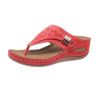 Sandalias deportivas de malla transpirable con suela antideslizante 2024, sandalias gruesas de tacón de cuña para mujer, conjunto de bata y pantuflas, Rojo sandía, 37.5 EU