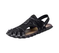 Sandalias deportivas de malla transpirable para hombre, con correa ajustable, informales, ligeras, para caminar al aire libre, Black, 42 1/3 EU