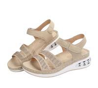 Sandalias Deportivas De Plataforma Sandals Ortopédicas De Verano for Mujer Con Colchón De Aire Sandalias Brillantes Con Pedrería for Estudiantes Zapatos for Caminar for Exteriores(Apricot,40 EU)