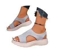Sandalias Deportivas Mujer Casual, Sandalias Mujer Verano Cómodas, Sandals Casuales Malla Transpirable Con Diamantes Imitación Tacón Bajo Punta Sandalia Feminina Sandals For Women Zapatillas Playa