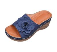 Sandalias Deportivas Mujer Mules de cuña cómodas para mujer, decoradas con flores, ideales para el verano. Zapatos casuales, modernos y versátiles.