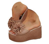 Sandalias Deportivas Mujer Sandalias de mujer con suela gruesa y tacón de cuña, modernas e informales, con encaje floral y una tira para la playa. (Brown, 37)