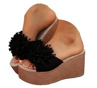 Sandalias Deportivas Mujer Sandalias de mujer con suela gruesa y tacón de cuña, modernas e informales, con encaje floral y una tira para la playa. (38)