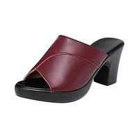 Sandalias Deportivas Mujer Sandalias Mujer Verano Cómodas, Mulas De Cuero Vintage, Plataforma, Cuentos, Zapatillas Ortopédicas Prima, Zapatillas De Playa De Verano Talla Sandalia Blanca Mujer, vino
