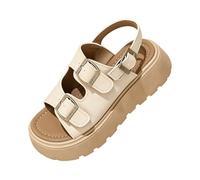 Sandalias Deportivas Mujer, Schulterfreies Sandalias Planas Mujer Hebilla Anchas Chanclas Delicados Boho Sandals Goma Ancho Zapatos Playa Montaña Vêtements Chic 2026 2#Beis 39