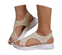 Sandalias Deportivas ortopédicas para Mujer Moda Zapatos con Punta Abierta Cuña Lavable de Verano Sandalias para Caminar(Beige,35 EU)