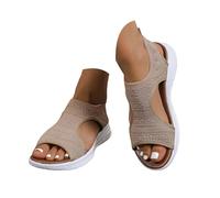 Sandalias Deportivas ortopédicas para Mujer Moda Zapatos con Punta Abierta Cuña Lavable de Verano Sandalias para Caminar(Caqui,40 EU)