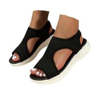 Sandalias Deportivas ortopédicas para Mujer Moda Zapatos con Punta Abierta Cuña Lavable de Verano Sandalias para Caminar(Negro,38 EU)