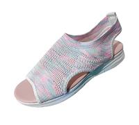 Sandalias Deportivas ortopédicas para Mujer Moda Zapatos con Punta Abierta Cuña Lavable de Verano Sandalias para Caminar (Pink, 38)