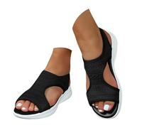 Sandalias Deportivas ortopédicas para Mujer Moda Zapatos con Punta Abierta Cuña Lavable de Verano Sandalias para Caminar(Z Negro,40 EU)