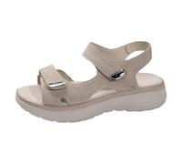Sandalias deportivas para mujer con diseño Riemen, ofene Zehen Sommer Sandalen aus PU, leichte Strandschuhe fr Freizeit Reise Outdoor Alltag und bequeme Wege am Meer See, gris claro, 37 EU