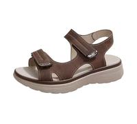 Sandalias deportivas para mujer con diseño Riemen, ofene Zehen Sommer Sandalen aus PU, leichte Strandschuhe fr Freizeit Reise Outdoor Alltag und bequeme Wege am Meer See, café, 39.5 EU