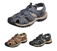 Sandalias deportivas y al aire libre para hombre, sandalias de senderismo de cuero para hombre, sandalias de senderismo con puntera cerrada, sandalias de verano con correa trasera, transpirables