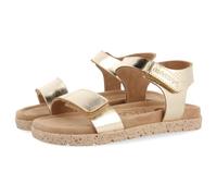 SANDALIAS DORADAS DE PIEL CON CIERRES AJUSTABLES Y PLANTA TIPO BIO PARA NIÑO Y NIÑA BUDE