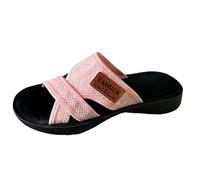 Sandalias Doradas Mujer-Pantuflas de playa de verano: sandalias ligeras de punta abierta para interior y exterior con tejido de lino transpirable para un informal de verano.