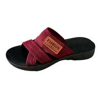Sandalias Doradas Mujer-Pantuflas de playa de verano: sandalias ligeras de punta abierta para interior y exterior con tejido de lino transpirable para un informal de verano.